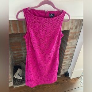 American Living Hot Pink Lace Overlay Spring Dress Knee Length size 4